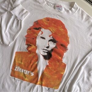 The Doors Vintage 1991 Hef-T Tee Jays Movie RARE Long Sleeve White Orange Shirt